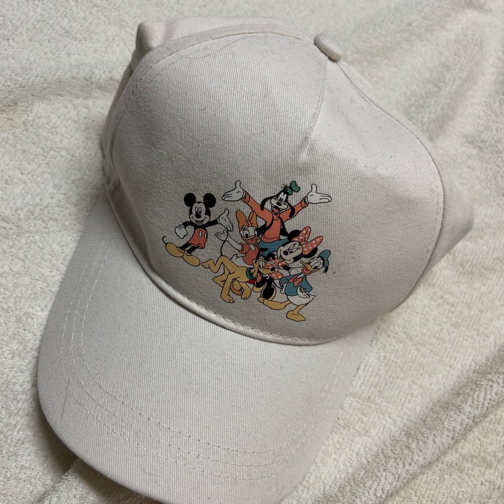 Disney Cream Hat with Cartoon Characters